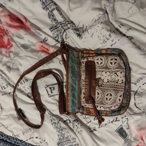 Brown crossbody, leatherstrap, from target.